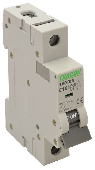 Tracon TDA-1D-2 Kismegszakító, 1 pólus, D karakterisztika, 2A, D, 1P, 10kA