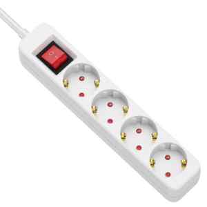 Tracon HEK41 Hordozható elosztósáv kapcsolóval, normál, fehér, 4xSCHUKO, 1,5m, max.16A, 250VAC, 3680W, 3x1mm2, H05VV-F