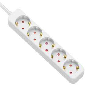 Tracon HE51 Hordozható elosztósáv, normál, fehér, 5xSCHUKO, 1,5m, max.16A, 250VAC, 3680W, 3x1mm2, H05VV-F