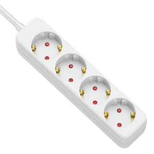 Tracon HE41 Hordozható elosztósáv, normál, fehér, 4xSCHUKO, 1,5m, max.16A, 250VAC, 3680W, 3x1mm2, H05VV-F
