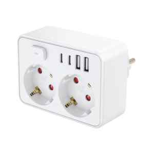 HOME NVK2USBC kapcsolós aljzat, 2 aljzat, 2xUSB-C, 2xUSB-A, max. 3680 W, kapcsolóval