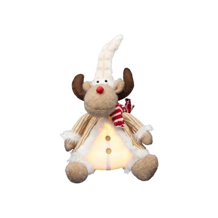 HOME KDD42 LED-es ülő rénszarvas, 40 cm, melegfehér LED, elemes tápellátás, beltéri kivitel