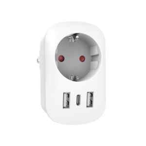 HOME LNV3400USBC USB hálózati töltő, max. 3680 W, 3.4A, hálózati aljzattal, 1x USB-C, 2x USB-A