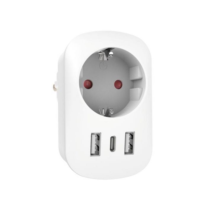HOME LNV3400USBC USB hálózati töltő, max. 3680 W, 3.4A, hálózati aljzattal, 1x USB-C, 2x USB-A